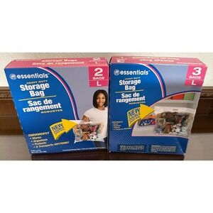 Essentials Heavy Duty Storage Bags - Large 5 Total Double Zipper Seal